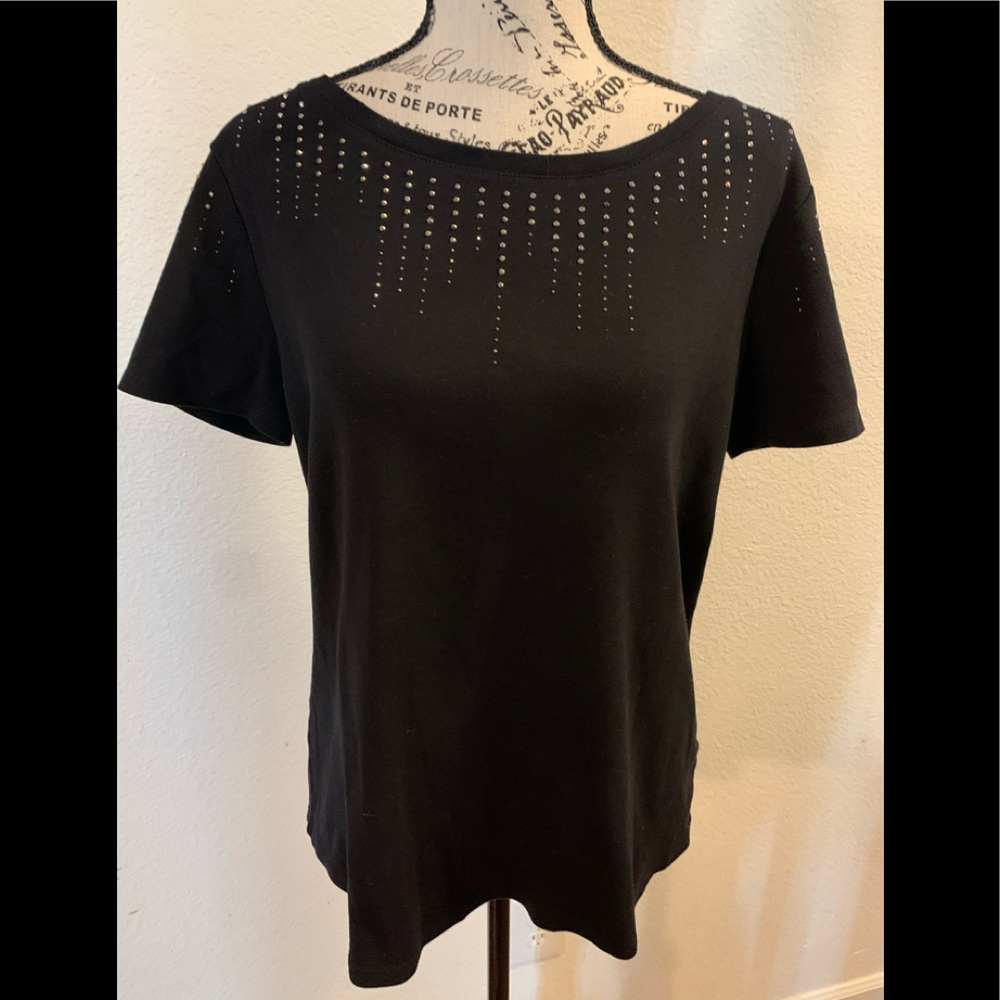 Westport Woman’s Black with Rhinestones T-Shirt XL